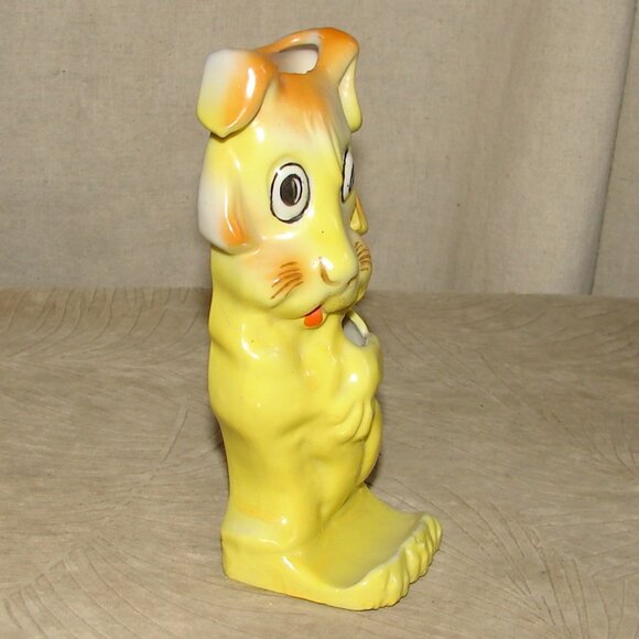 1920's Gold Castle Toothbrush Holder Yellow Lion/Dog, Chikusa Japan, Porcelain - Picture 2 of 12